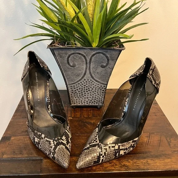 Zara Animal Print and Sheer Pointed Toe Heel Size 10.5 - Picture 9 of 10